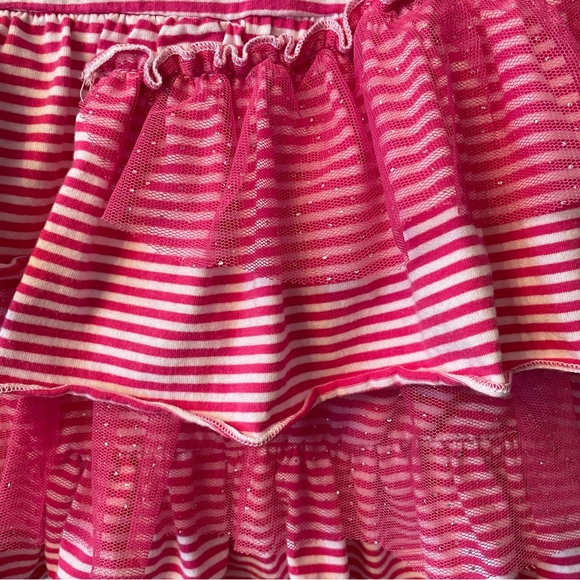 New Circo Girl’s XL Pink and White Striped Short Sleeve Tulle Dress - Picture 4 of 6